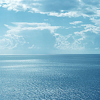 云,上方,安静,海洋,水