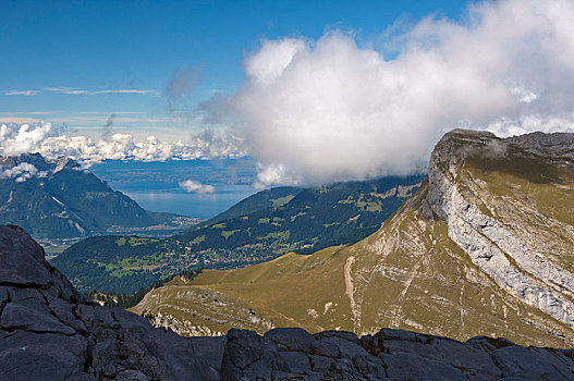 风景,沃州,阿尔卑斯山,日内瓦湖,结束,罗纳河谷,靠近,瑞士,欧洲