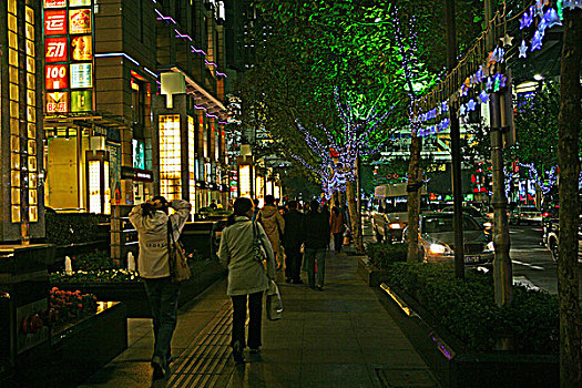 道路,夜晚,上海