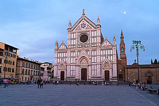佛罗伦萨,广场,大教堂,傍晚,满月