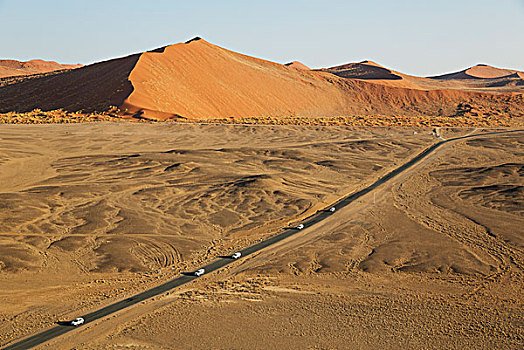 公路,塞斯瑞姆,著名,索苏维来地区,心形,纳米布沙漠,壮观,沙丘,航拍,纳米比诺克陆夫国家公园,纳米比亚,非洲