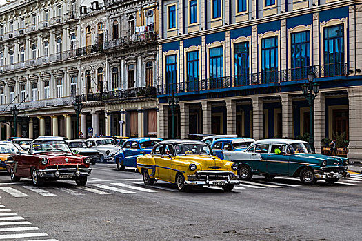 彩色,老爷车,古巴