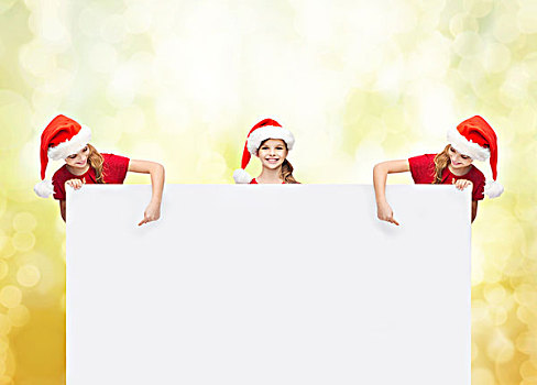 圣诞节,圣诞,人,广告,销售,概念,高兴,孩子,圣诞老人,帽子,留白,白板
