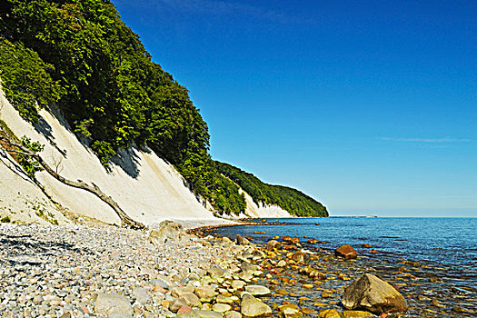 白垩断崖,岩石,海滩,雅斯蒙德国家公园,吕根岛,梅克伦堡州,德国