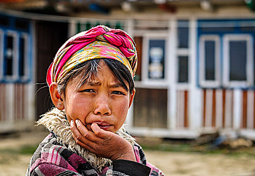 女孩,头像,地区,区域,尼泊尔,亚洲