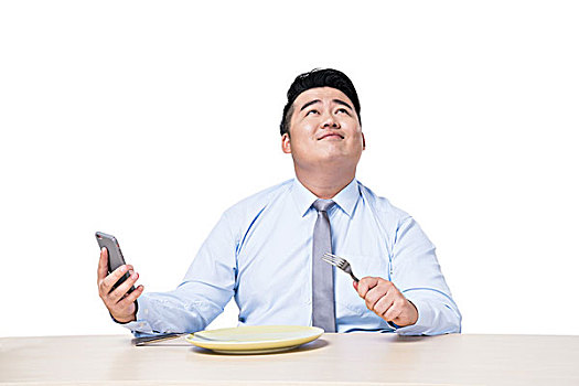 胖子吃饭的时候看手机