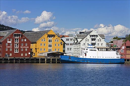 老,渡轮,码头,港口,特罗姆瑟,挪威