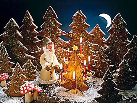 圣诞节,树林,场景,圣诞老人
