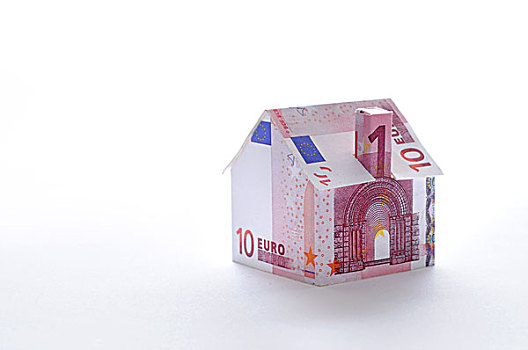 房屋模型,折叠,欧元,钞票