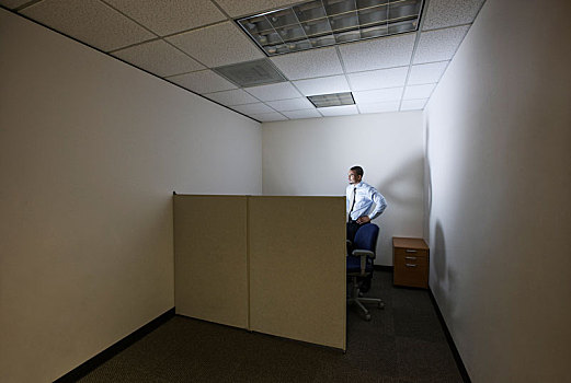 商务人士,光亮,电脑屏幕,小,角,办公室,小间
