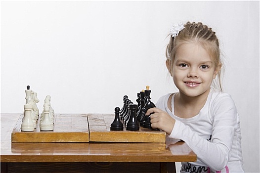 女孩,玩,下棋