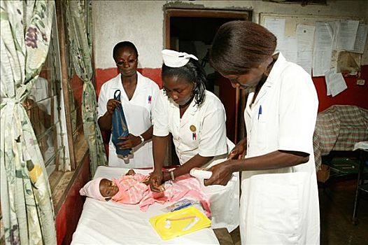 检查,治疗,婴儿,医院,喀麦隆,非洲