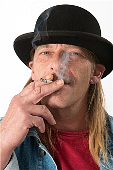 男人,圆顶礼帽,吸烟