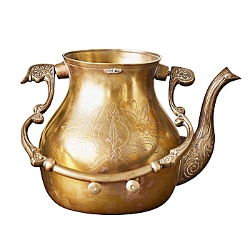 古老,铜,茶壶,图案