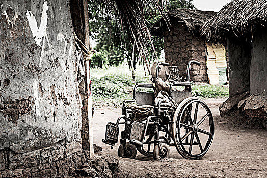 轮椅,户外,房子,乌干达
