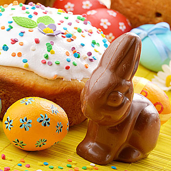 复活节彩蛋,蛋糕,兔子,形状,巧克力