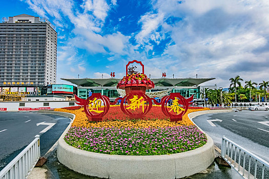 福建省福州市街头花坛环境建筑景观