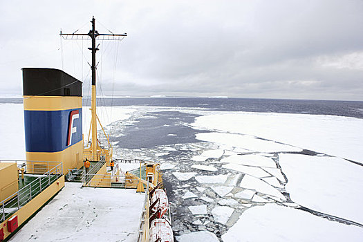 破冰船,移动,冰,南极