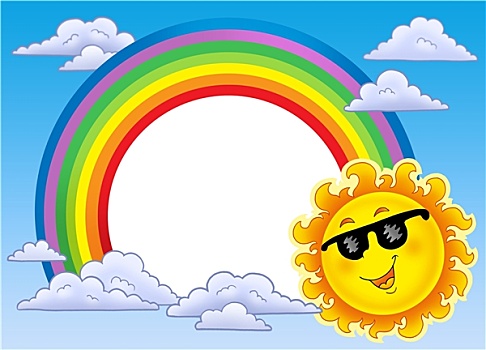 彩虹,框,太阳,墨镜