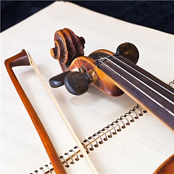小提琴,乐弓,卷,音乐,书本