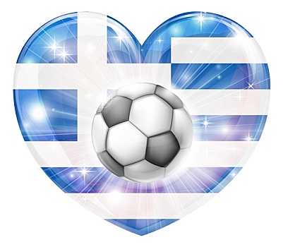 希腊,足球,心形,旗帜