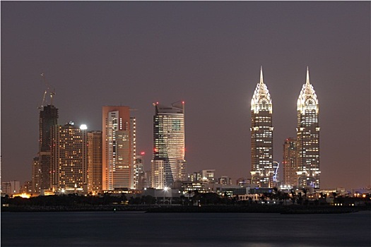 迪拜,媒体,城市,夜晚,阿联酋