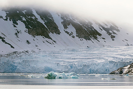 冰河,舌头,斯匹次卑尔根岛,挪威,欧洲