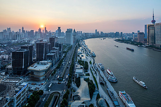 上海,黄浦江,两岸,夜景