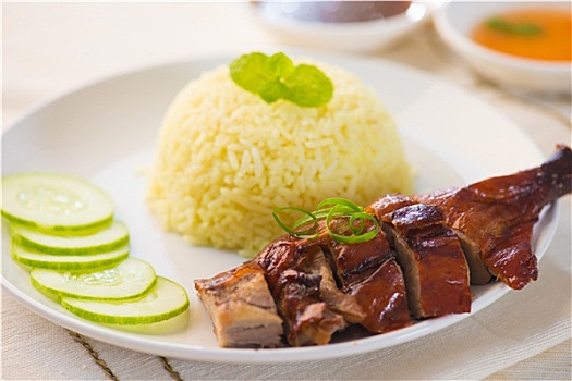中式,烤,鸭肉,米饭