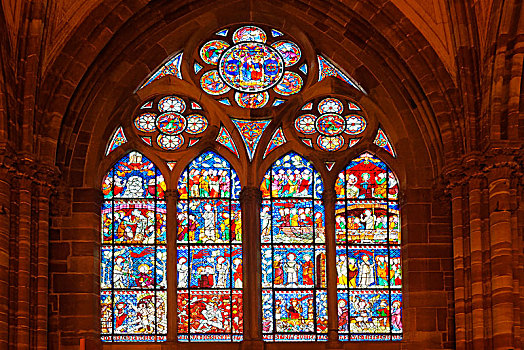 室内,窗户,大教堂,巴黎圣母院,斯特拉斯堡,阿尔萨斯,法国,欧洲