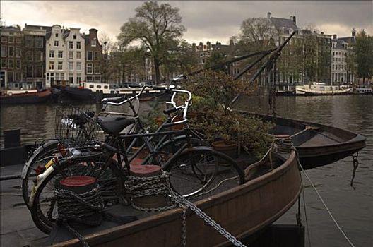 自行车,船,阿姆斯特丹,荷兰