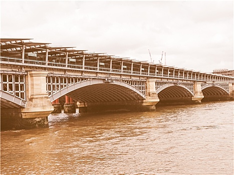 复古,看,黑衣修道士桥,伦敦