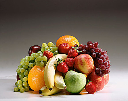 束,水果,白色背景