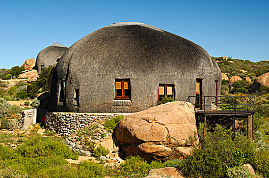 茅草屋顶,山,闲适,南非,非洲