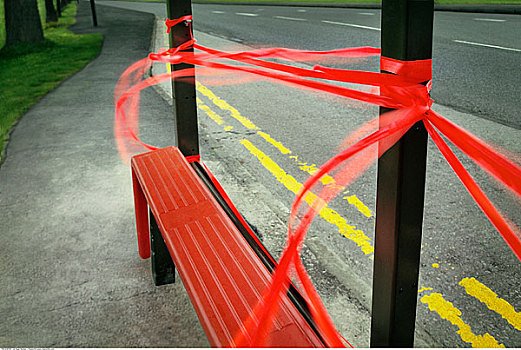 红带,长椅,克利夫顿,英国
