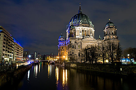 柏林,大教堂,岸边,河,德国,欧洲