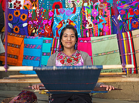 女人,28岁,织布机,恰帕斯,墨西哥,中美洲