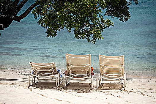 法国,西印度群岛,马提尼克岛,沙滩椅