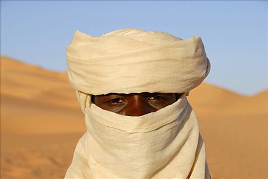 肖像,柏柏尔人,包着,向上,缠头巾,利比亚