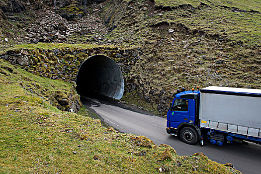 卡车,驾驶,隧道,法罗群岛,丹麦,欧洲