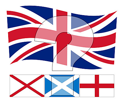 联合国,英国,英国国旗,分开,插画,爱尔兰,苏格兰,英格兰旗,下面,问号