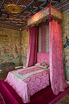 卧室,舍农索城堡,卢瓦尔河,中心,法国