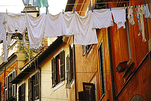 洗衣服,晾衣绳,罗马,意大利
