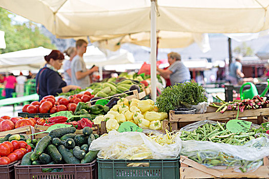 农民,食品市场,货摊,品种,有机蔬菜