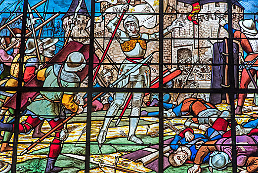 布列塔尼半岛,彩色玻璃窗,教堂,圣女贞德,途中,圣地亚哥