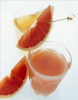 红色,葡萄柚汁,玻璃杯,柚子,楔形