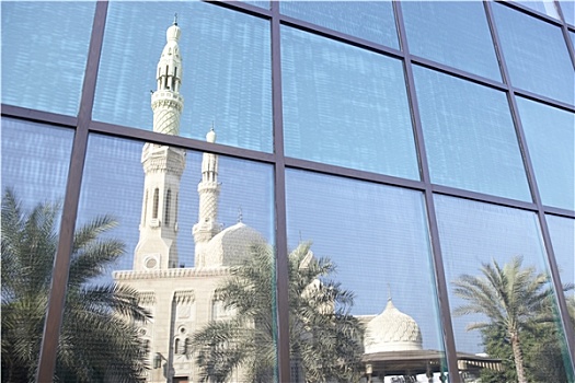 迪拜,清真寺,反射,现代办公室