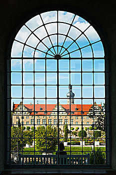 观,卫克海姆城堡,通过窗口,卫克海姆,巴登符腾堡,德国