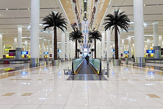 阿联酋,迪拜,国际机场,航站楼,到达,移动梯道