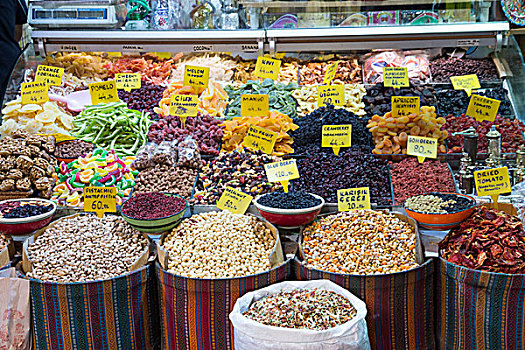土耳其,伊斯坦布尔,水果,坚果,糖果,出售,市场